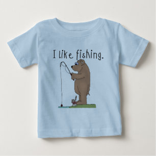 Para Bebê Urso que eu gosto de pescar o camiseta e os