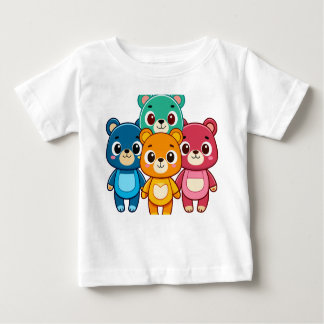 Para Bebê Ursos de Cartoon Coloridos - Design de Camiseta T 