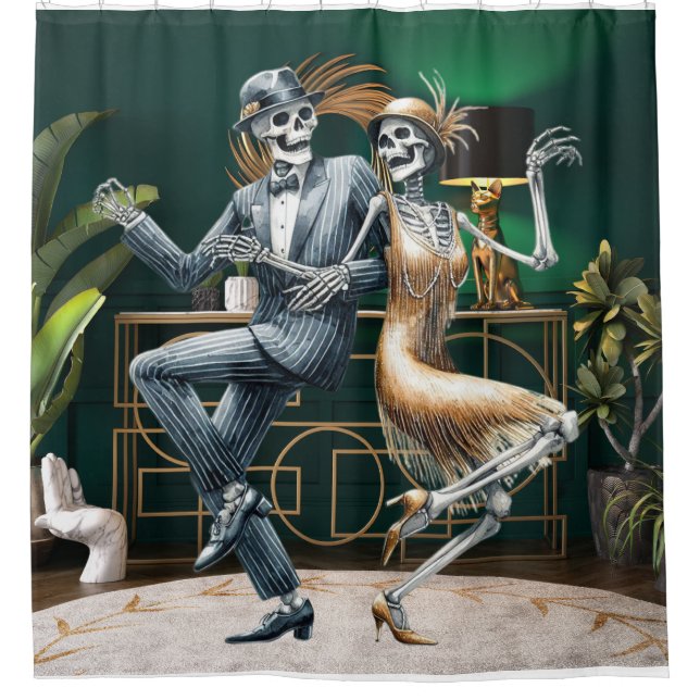 Para Box Art Deco Dancing Skeletons Chá Cortina (Frente)