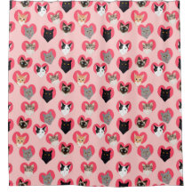 Cat Love Hearts chá cortina - gatos bonitos