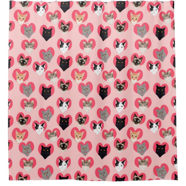 Para Box Cat Love Hearts chá cortina - gatos bonitos (Frente)