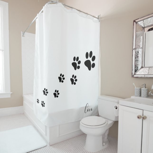 Para Box Chá Cortina de Gato Impressões de Pata de Cães (In Situ)