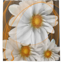 Chá Cortina Flores Pretas Brancas