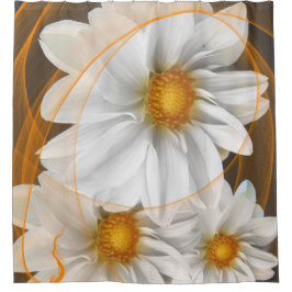 Para Box Chá Cortina Flores Pretas Brancas