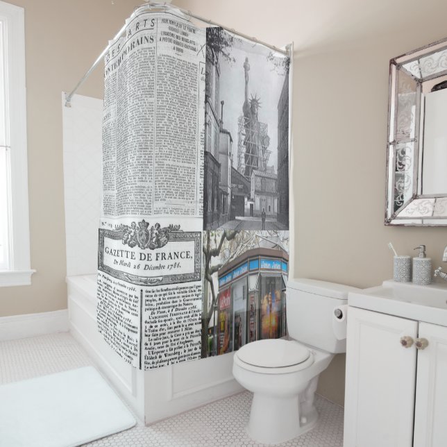 Para Box Chá cortina jornal francês em Paris (In Situ)