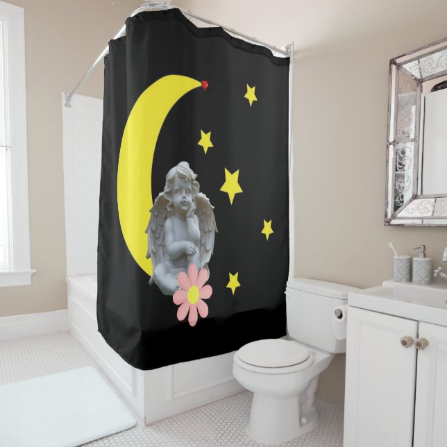 Para Box Chá Cortina Negra Amarela Estrelas Anjo (In Situ)