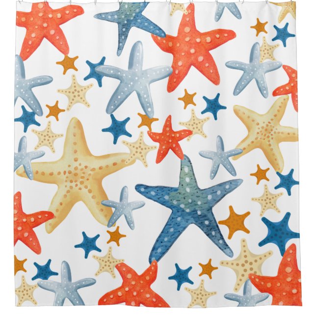 Para Box Chá Cortina Starfish Seashell Pattern Beachy (Frente)