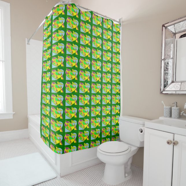 Para Box Corações design na cortina verde chá de fundo (In Situ)