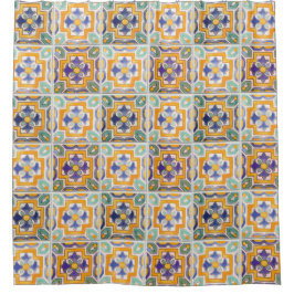 Para Box Cortina Azulejo Laranja-Verde-Azul