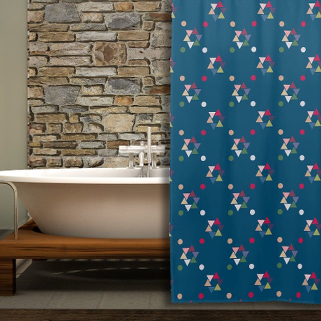 Para Box Cortina Chá azul de padrão geométrico (Criador carregado)