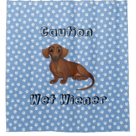 Para Box Cortina Chá de Dachshund Azul e Branco