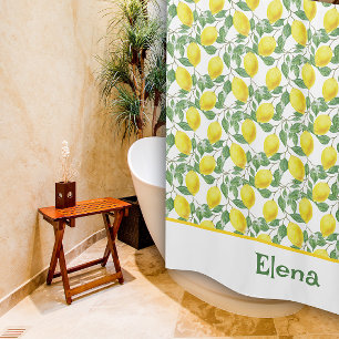 Para Box Cortina Chá verde-amarelo-padrão dos citrinos