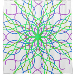 Para Box Cortina chá Verde Caleidoscópio Branco Mandala