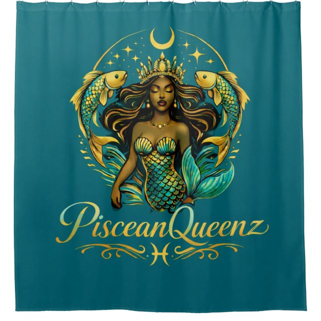 Para Box Cortina de Banheiro Teal Rainha Pisciana (Frente)