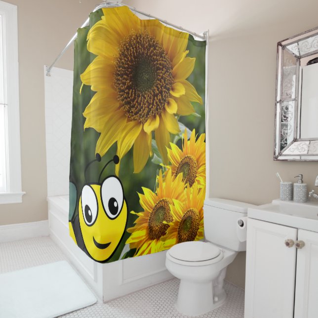 Para Box Cortina de Banho Abelha Sunflower (In Situ)