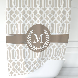 Para Box Cortina de Banho Bege Personalizada Quatrefoil Mar