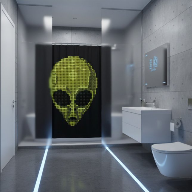 Para Box Cortina de Banho Cabeça de Alien Verde (Criador carregado)