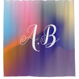 Para Box Cortina de Banho Colorida Moderna com Iniciais