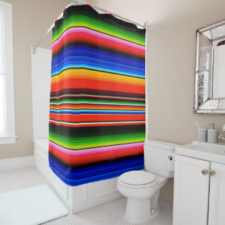 Para Box Cortina de Banho com Design de Serape Mexicano