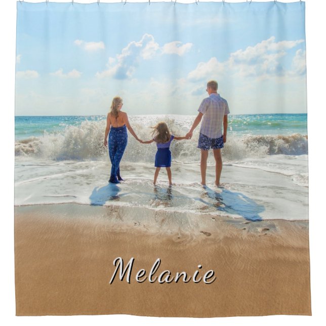 Para Box Cortina de Banho com Foto Personalizada Nome (Frente)