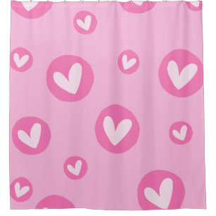 Para Box Cortina de Banho com Padrão de Corações Rosa