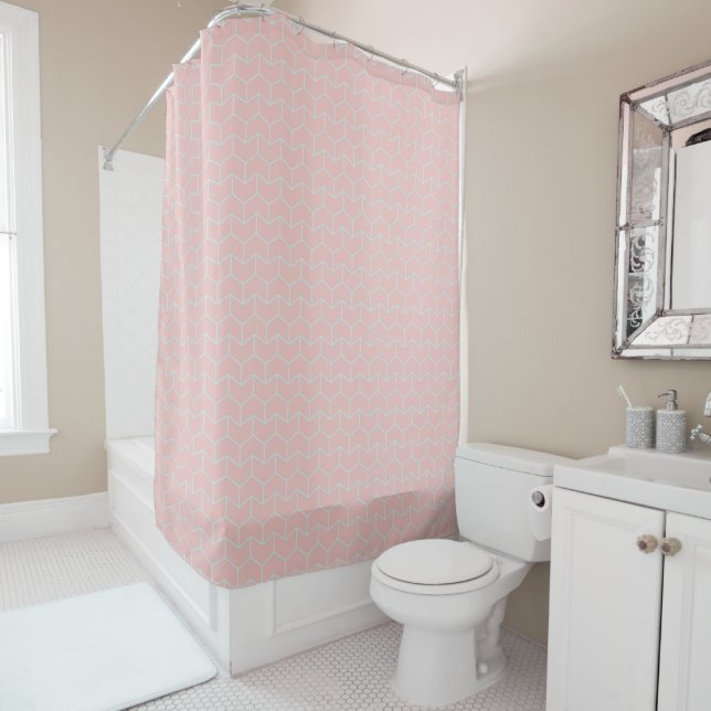 Para Box Cortina de Banho com Padrão de Seta Rosa (In Situ)
