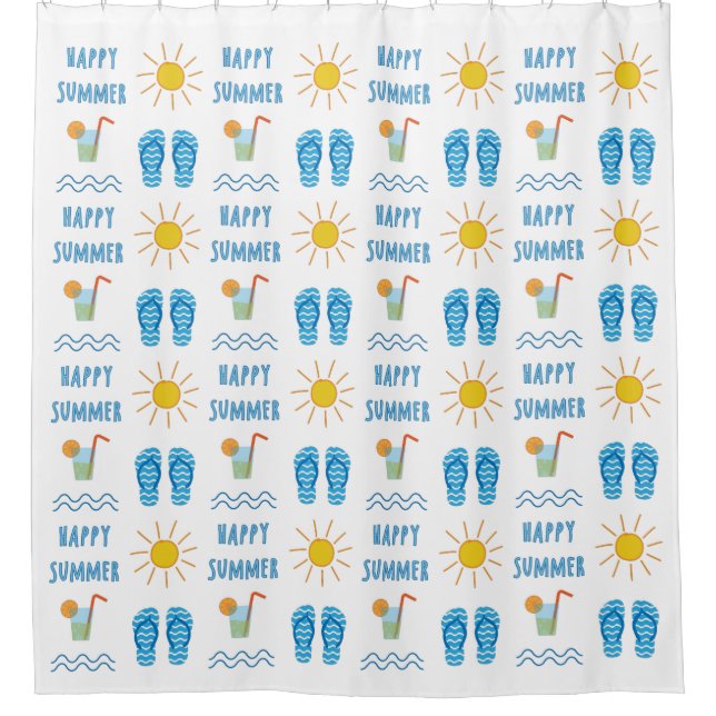 Para Box Cortina de Banho com Padrão de Verão Feliz (Frente)