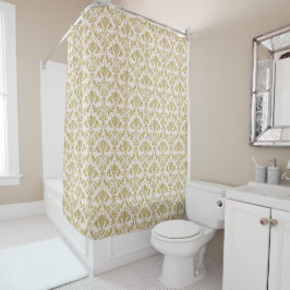 Para Box Cortina de Banho com Padrão Dourado Damask Vitoria