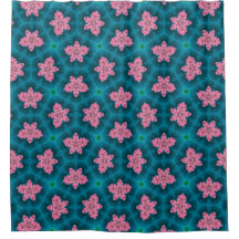 Cortina de Banho com Padrão Floral Rosa Ousado