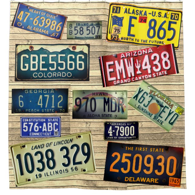 Para Box Cortina de Banho com Placas de Licença dos Estados (Frente)