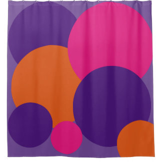 Para Box Cortina de Banho com Pontos Orange, Roxo e Rosa Vi