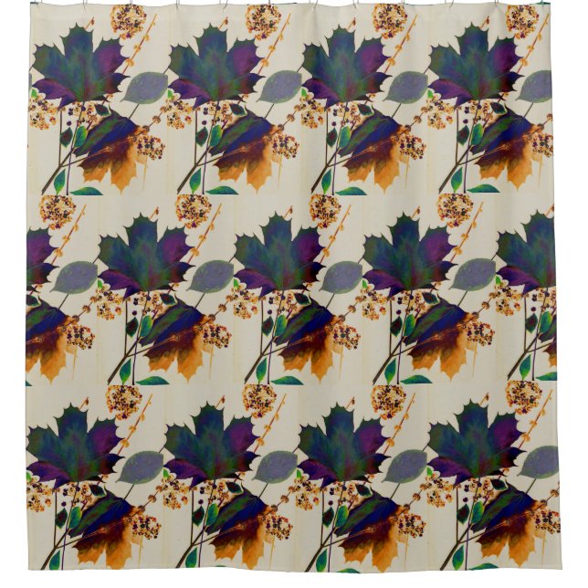 Para Box Cortina de Banho Cores Reais Folhas de Outono (Frente)