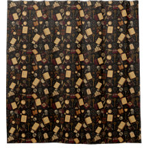 Cortina de Banho Dark Academia – Elegância Vintage