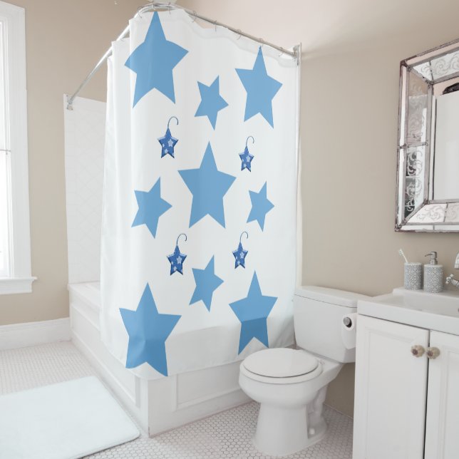 Para Box Cortina de Banho de Natal Estrelas Azuis (In Situ)