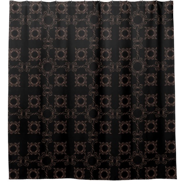 Para Box Cortina de Banho Filigree Preto e Bege (Frente)