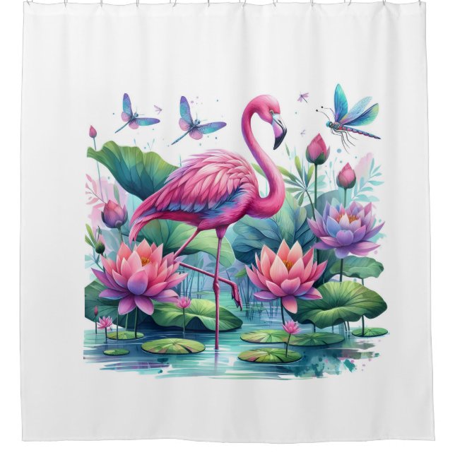 Para Box Cortina de Banho Flamingo no Paraíso (Frente)