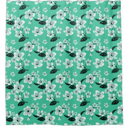 Para Box Cortina de Banho FLOR DE CEREJEIRA (MINT)