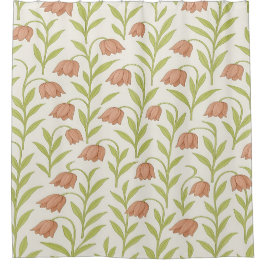 Para Box Cortina de Banho Floral Bege e Rosa