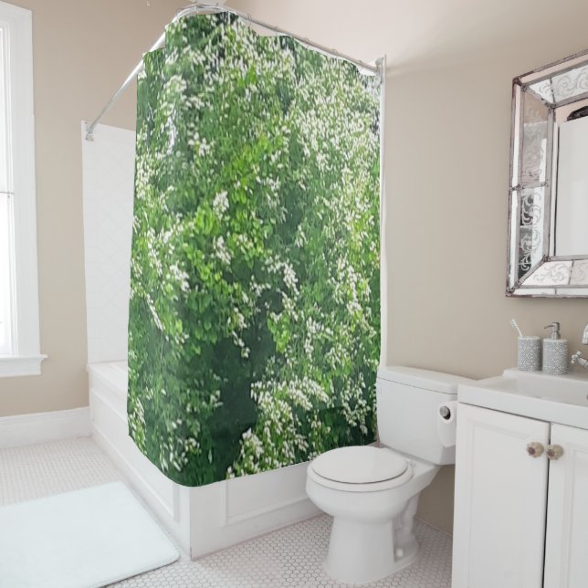 Para Box Cortina de Banho Floral Branca (In Situ)