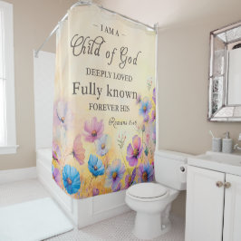 Para Box Cortina de Banho Floral com Versículo Bíblico Boêm