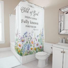 Para Box Cortina de Banho Floral com Versículo Bíblico Boêm