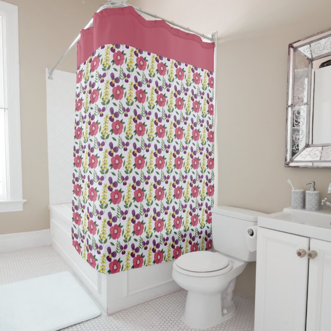 Para Box Cortina de Banho Floral Rosa (In Situ)