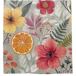 Para Box Cortina de Banho Floral Tropical & Cítrico