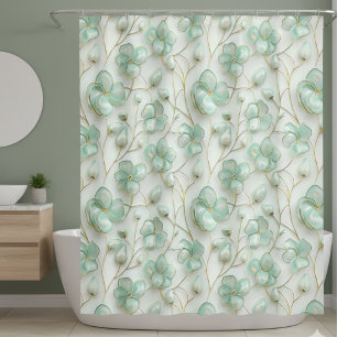 Para Box Cortina de Banho Floral Verde