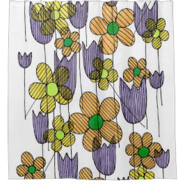 Para Box Cortina de Banho Flores Silvestres Caprichosas Zen