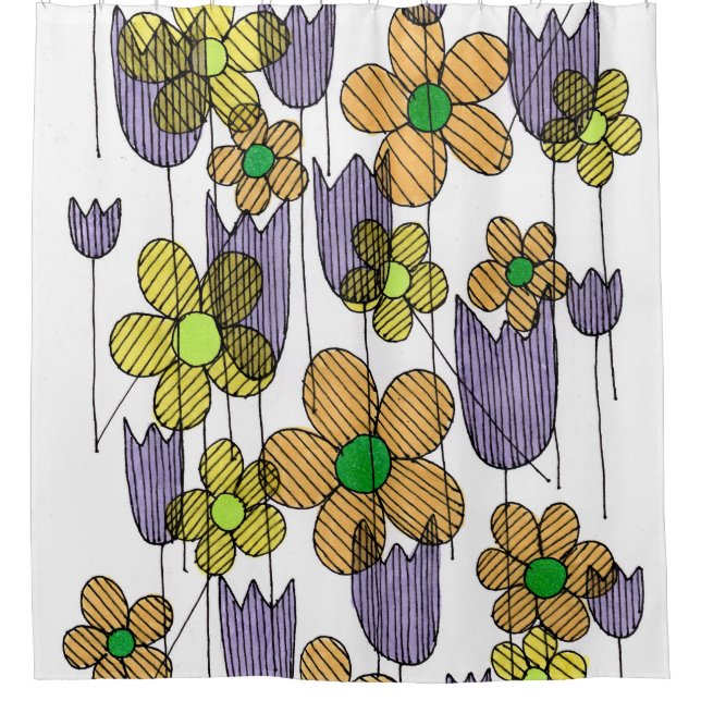 Para Box Cortina de Banho Flores Silvestres Caprichosas Zen (Frente)