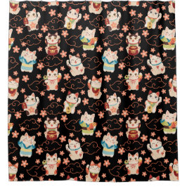 Para Box Cortina de Banho Gatos Sortudos Maneki Neko