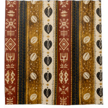 Cortina de Banho Golden Cowrie | Luxo Africano