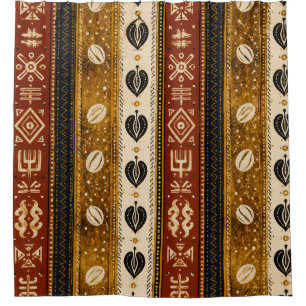 Para Box Cortina de Banho Golden Cowrie Luxo Africano