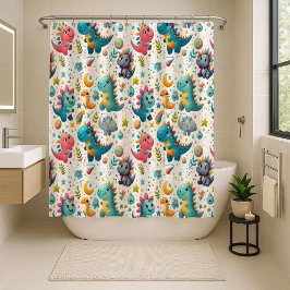 Para Box Cortina de Banho Infantil Dinossauro Bebê Fofo Azu